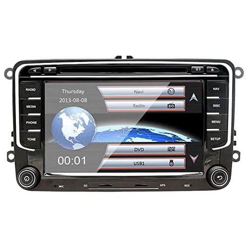 NVGOTEV Estéreo de coche de 2 DIN compatible con asiento de golf VW Skoda, unidad principal doble DIN de 7 pulgadas con reproductor de DVD CD GPS USB SD FM AM RDS Bluetooth SWC Cover