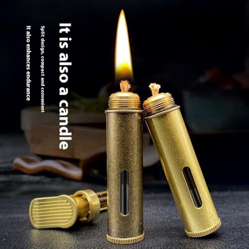 Image of Smoke King Vintage Trench Lighter Refillable Lighter with Transparent Oil Tank, Windproof Retro Design, Durable Mechanical Grinding Wheel, Classic Gift for Men (Fuel Not Included)
