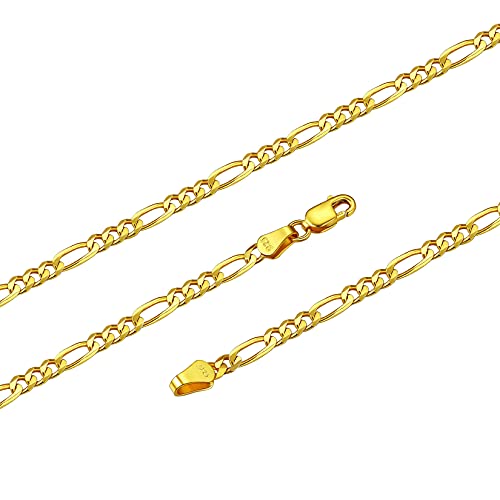 Silvora Fashion Figaro Kette S925 in 18k vergoldet Anti-Fading 3mm Breit 51cm Länge Geschenk für Damen Cover