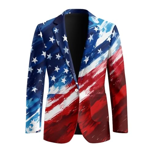 4th of July Mens Print Blazers One Button Tuxedo Jacket with Lining, Comfort, Luxury, for Wedding, Gathering4