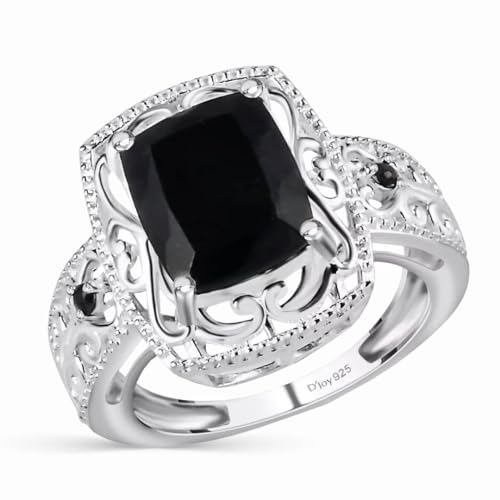 Shop LC Black Tourmaline Rings - Birthstone Rings for Women - Engagement Promise Ring for Her Statement Vintage Stainless Steel Tourmaline Jewelry Birthday Gifts for Womens