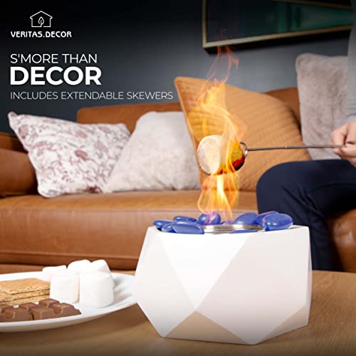 Veritas Decor Indoor Tabletop Fire Pit - Concrete, Polished Mini Fire Pit, Portable Indoor Fire Pit, Clean Burning Mini Fireplace With Fire Glasses For Indoor & Garden #TOP5