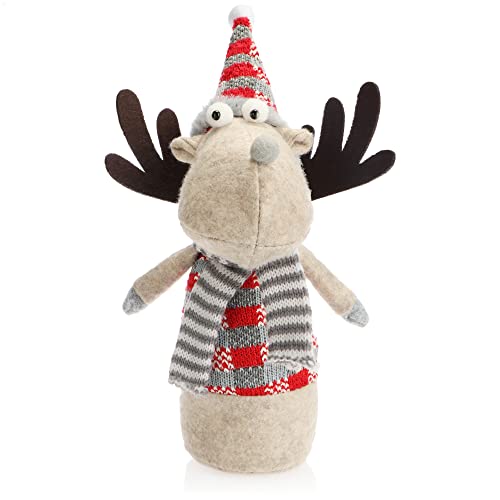 com-four® Figura de Alce para decoración navideña, Figura de Reno de Invierno como Elemento Decorativo Sueco, Lindo Taburete de Esquina como decoración de habitación o Regalo (1 Pieza - Rojo)