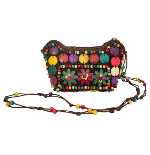 Bunte Hippie Blumen Handtasche mit Perlen -...