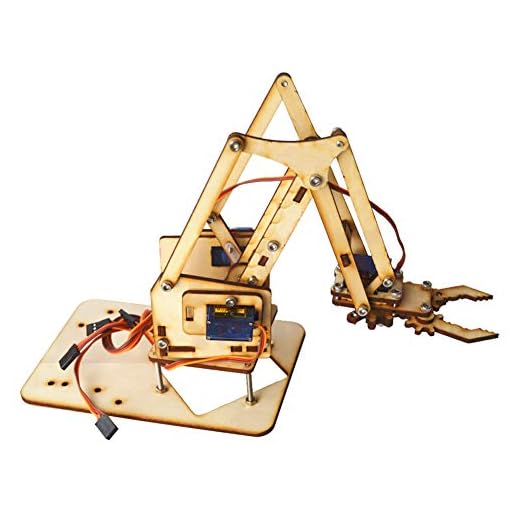 KEENSO Kit de brazo robótico, Raspberry Pi SNAM1500 4 DOF Brazo mecánico robótico de madera sg90 Servo para Arduino DIY Brazo robot