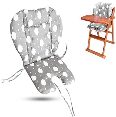 Twoworld High Chair Cushion, Large Thickening Baby High Chair Seat Cushion Liner Mat Pad Cover Breathable Suitable for All Kinds of Baby Dining Chairs (Fashion Gray Clouds)