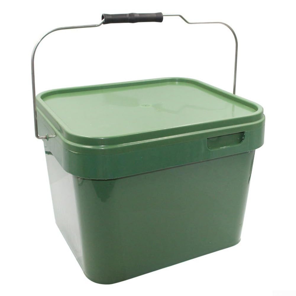 Seau à bouillettes carré pour appât à la carpe - Capacité de 10 litres - Compartiment intérieur amovible
