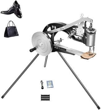 Shoe Repair Machine, Heavy Duty Hand Crank Leather Sewing Machine with 10 Bearings and Adjustable Needle Distance, 360  Universal Wrench for Shoes, Bags, and Clothes