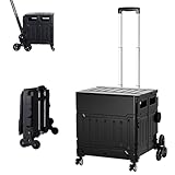 EIING ショッピングカート 折り畳み キャリーカート 軽量 買い物カート 多機能 アウトドアキャンプカート コンテナキャリー 耐荷重100KG 調整可能なドローバー 8輪360°回転 静音 キャスター ブレーキ付き 階段を楽に登る 3段階調整 携帯便利 簡単組立 コンパクト おしゃれ キャンプ用 車載用収納ボックス 旅行用品 頑丈 様々な路面に対応(クールブラック 8輪, 72L)