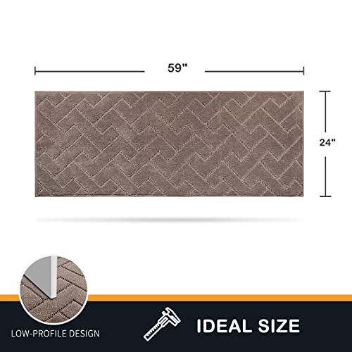 PURRUGS Dirt Trapping Door Mat 24" x 59", Non-Slip Machine Washable Entry Rug, Shoe Scraper, Dog Doormat, Super Absorbent Welcome Mat for Front & Back Door, Muddy Wet Shoes & Paws, Grayish Brown