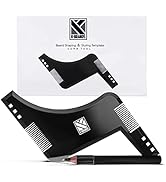 K-Brands Beard Shaper with inbuilt Comb and Barber Pencil Liner - Beard Stencil Lineup Guide - St...
