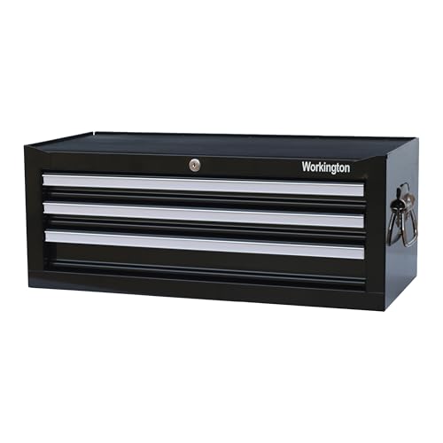 Workington Industrial 3 Drawers Portable Metal Intermediate Box, 26" Middle Tool Chest Cabinet with Ball Bearing Drawer Slides, Steel Tool Storage Box Organizer 4009 Black by Workington - Used condition - US$157.34