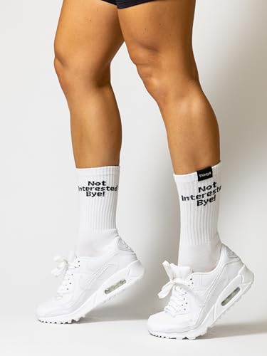 Thirty5 Unisex White Crew Socks, Inspirational letter print athletic Socks, Casual Funny Fitness socks4