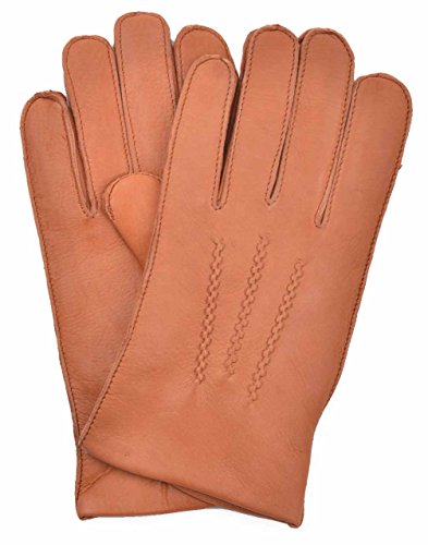 Preisvergleich Produktbild YISEVEN Herren Winterhandschuhe Hirschleder Handschuhe Geschenk Fleecefutter von gefüttert Elegant Vintage Winter Warm Echte Hirsch Leder Autofahrer Motorrad Männer, Cognac XL / 10.0"