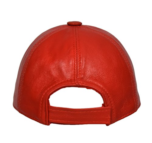 Casquette de baseball en cuir véritable rouge réglable taille unique Alpha