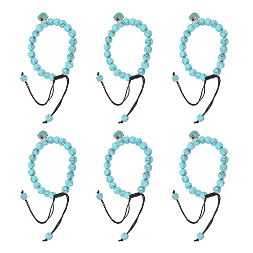 Ycauty Pulsera Azul Turquesa con Mal de Ojo, Juego de 6 Pulseras con Colgante de Ojo Bohemio Tejidas a Mano de Buena Suerte para Mujer, Aleación y Material Turquesa