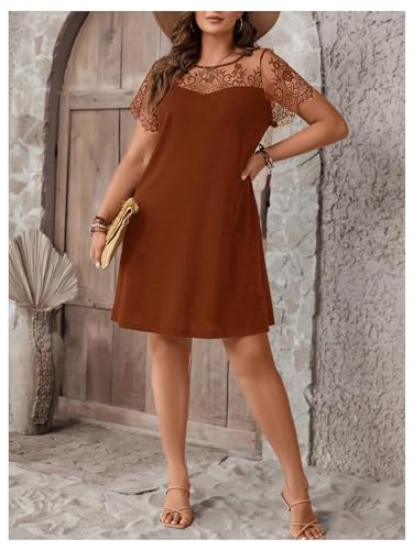 Robe tunique courte en dentelle Floerns | Chic décontracté col rond - 6