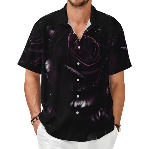 Chemise imprimé rose gothique homme vêtement été outdoor de qualité
