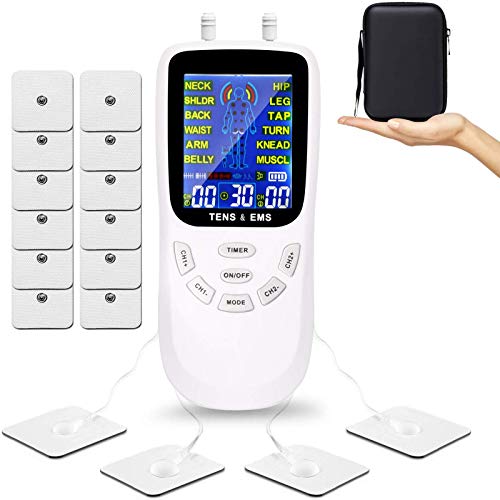 Conree Dual Channel TENS Unit EMS Muscle Stimulator with 24 Programs for Pain Relief Therapy (White-1)