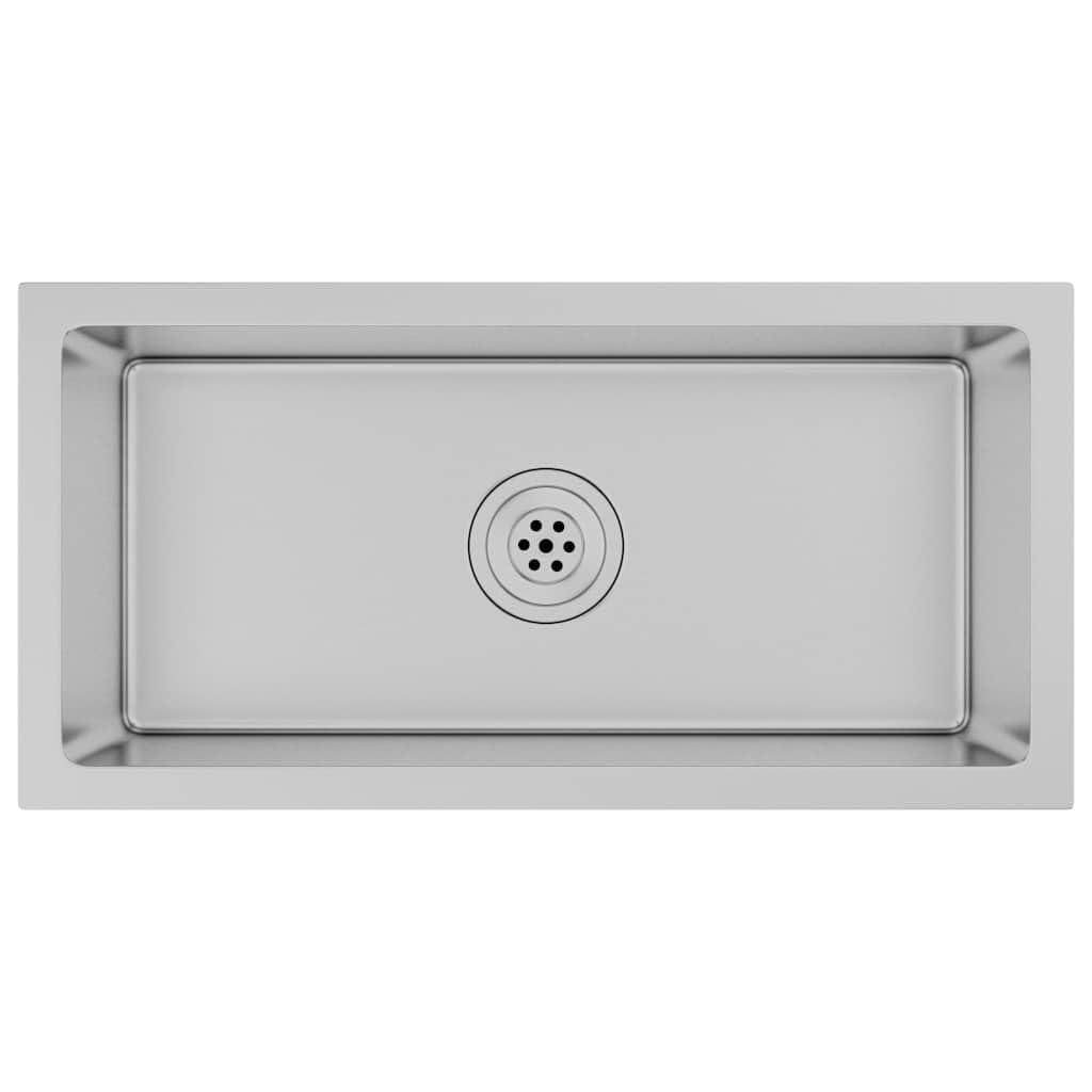 vidaXL Handmade Kitchen Sink Dining Room Plumbing Fixture Utility Waste Sink Under-Mount Kitchen Basin Stainless Steel — image 1