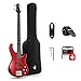 Donner Electric Bass Guitar 4 Strings Full-Size Standard Bass PJ-Style Electric Bass for Adults with Free Online Lesson,Gig Bag Guitar Strap and Guitar Cable Included, DPJ-100, Red