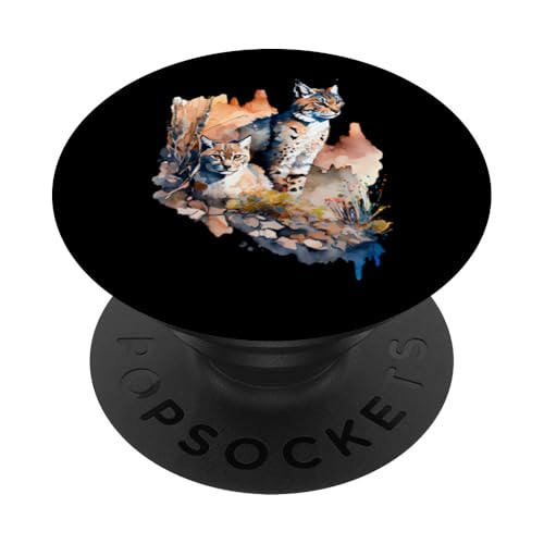 Bobcats En Desierto Vida Silvestre Naturaleza Arte PopSockets PopGrip Adhesivo