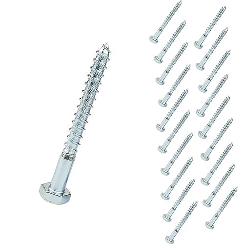 Hex Screw Coach Screws Hex Lag Screws, Hexagonal Self-Tapping Head Machine Wood Screws, M8 Heavy Duty Fastening Drilling Screws Long Hexagon Lag Bolts Carbon Steel Galvanized Silver, 20pcs (M8×80mm)