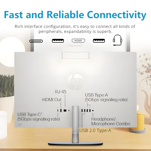 Image of HP 27 inch Touchscreen All-in-One Desktop PC, AMD Ryzen AI 7 350, 32GB DDR5 RAM, 4TB SSD, FHD Touch IPS Display, Wi-Fi 6, Copilot+ AI PC, Windows 11 Pro, w /KB & Mouse, USB HUB, White