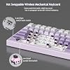 MageGee LIGHT75 Wireless Creamy Keyboard, Tri-Mode Bluetooth/2.4GHz/USB-C RGB Backlit, Gasket Hot Swappable Custom Gaming Keyboard for Win/Mac/PC, with Knob, Side Printed PBT Keycaps, Purple