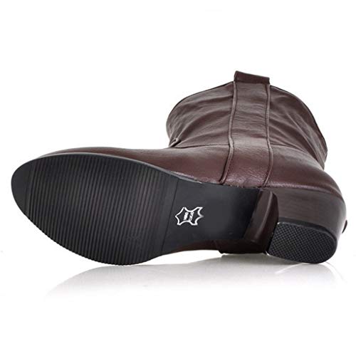 MIOKE Women's Cowboy Western Ankle Boots Round Toe Slip On Chelsea Bootie Stacked Low Heel Dressy Short Boot4