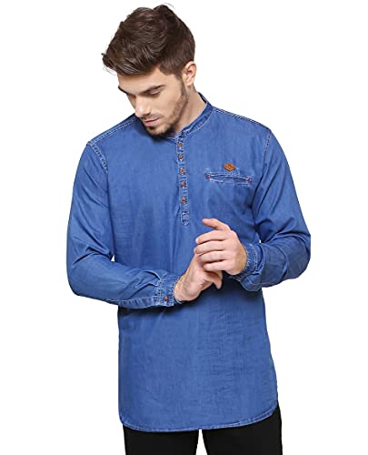 Image of Kuons Avenue Men's Short Denim Kurta | Kurta Shirt for Men