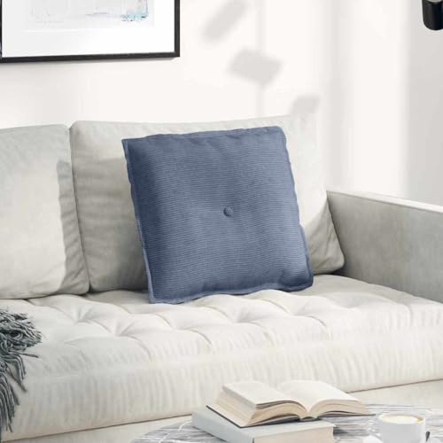 Coussin de dos bleu en velours côtelé, accessoire déco haut de gamme - 2