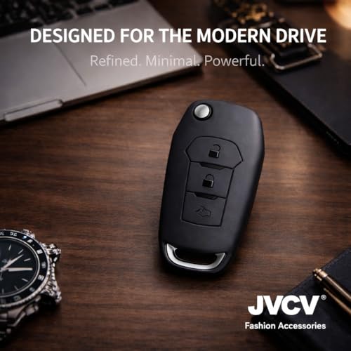 Image of JVCV Premium Soft TPU Key Cover Compatible with Ford Endeavour, Figo, Aspire & Freestyle 3 Button Folding Key | Scratch-Resistant Protective Case (2 Pack - Matte Black)