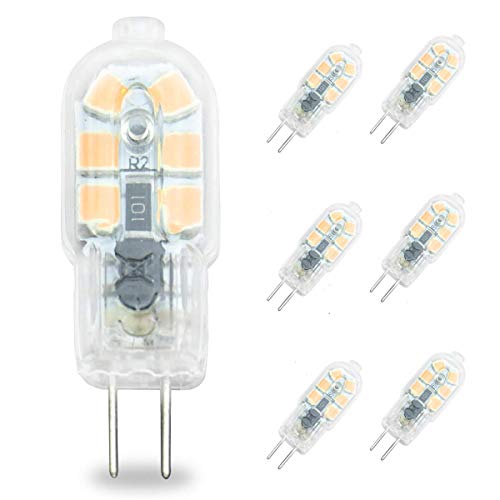 Paquete 6 Mini G4 Bombilla LED 2W Base pines Bi Lámpara LED Caja transparente Reemplazo de la bombilla halógena de 20 W Candelabros Luz de gabinete (blanco cálido paquete de 6) Cover