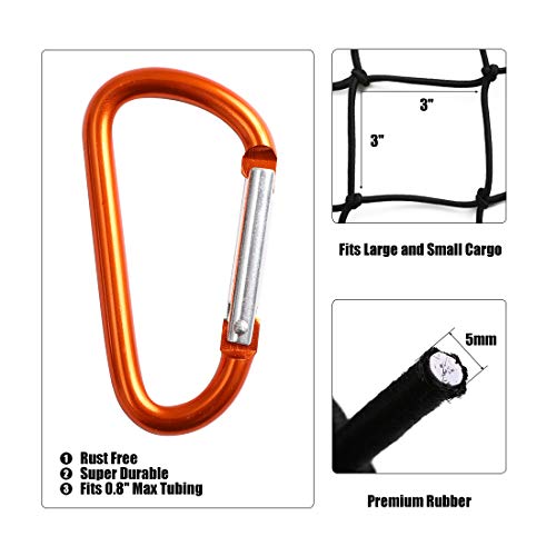 Czc Auto Bungee Cargo Net 3X4Ft Truck Bed Net Stretches To 6X8Ft For Pickup Trailer Rv Suv Boat |3X3Inch Mesh Net Holds Small And Large|12 Tangle Free Carabiners & 12 Plastic Hooks|Super Duty #TOP2