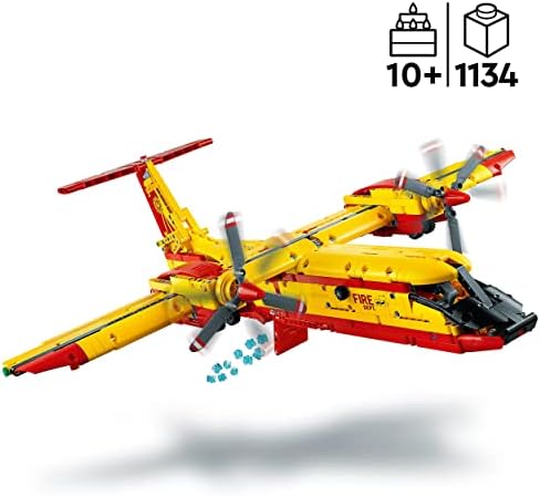 LEGO 42152 Technic Samolot Gaśniczy, Zestaw do Budowania Samolotu Strażackiego, Wprowadzenie do Inżynierii, Robotyka dla Dzieci 10+, Pomysł na Prezent Edukacyjny na Mikołajki i pod Choinkę