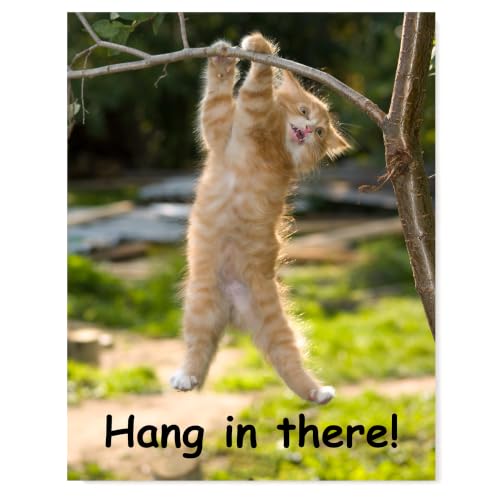 HoneyKICK Hang in There Cat Poster 11x14 - Vintage Retro Motivational Cat Print - Classic Kitty Wall Art for Office Decor, Dorm Room, Bedroom, Funny Motivational Posters for Work