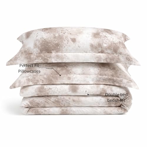 Image of VELOURA Tie-Dye Bedsheet Set, 100% Cotton, King Size 108x108 Inches, 300 Thread Count, with 2 Pillow Covers (Plum)