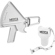 Pro Skinfold Caliper and Body Measurement Tape - Precision Body Fat Tool Plus BMI Chart - Accurately Measure and Gauge Body Fat Help Track Weight Loss, Achieve Fitness Goals for Men and Women, White