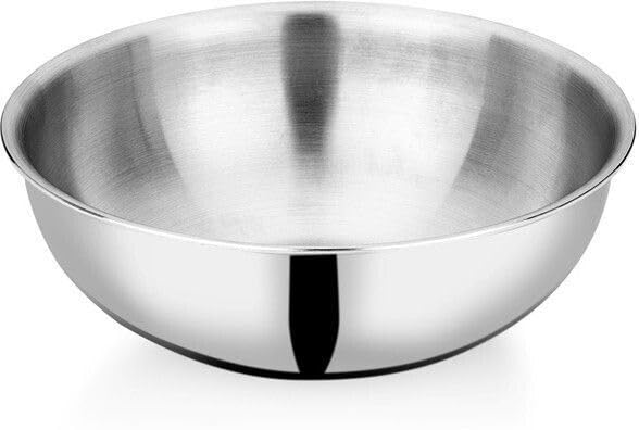 Image of Bhalaria Triply Stainless Steel Tasla 20CM | 1.5L Capacity | Induction & Gas Compatible | 2X Faster Heating | Easy to Clean | Less Oil Use | 100% Food Safe | Durable Cookware Silver