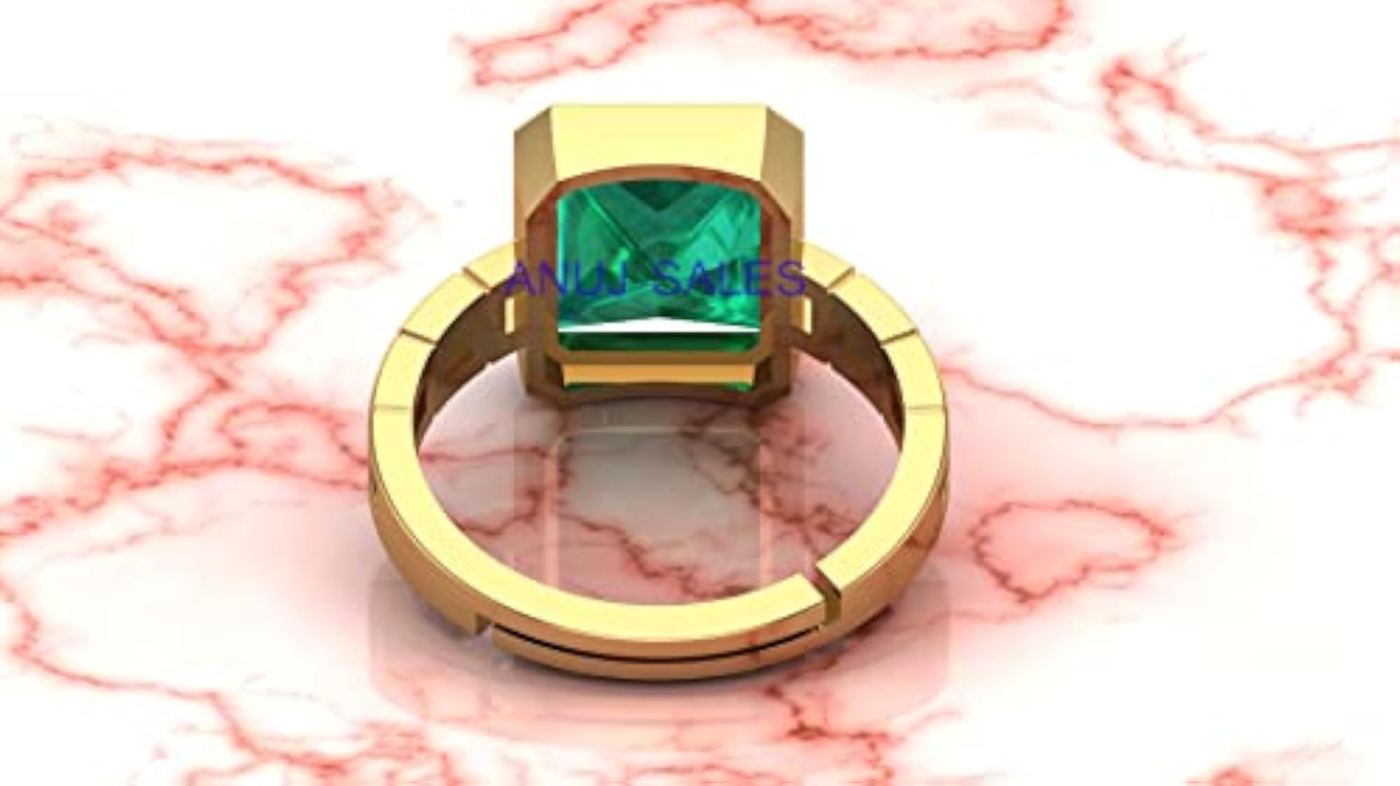 6.25 Ratti Certified Emerald Adjustable Ring, Gold Plated