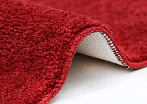 Image of THE HOME TALK Modern Polyester Area Rugs | Carpets for Living Room, Kitchen, Kid's Room, Bedroom | Microfiber Polyester Rugs | Shaggy Floor Carpet | Anti Skid Store (Rubic Red, 50 x 150 cm)