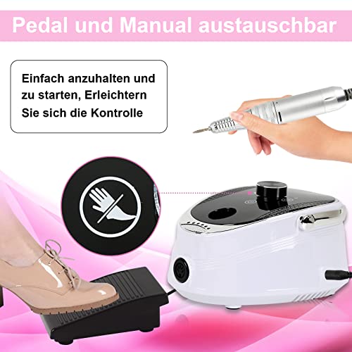 Yakimz Elektrische Nagelfräser für Gelnägel, 35000 U/Min Elektrische Nagelfeile Set, Wiederaufladbare, LED-Anzeige… – Bild 6