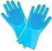 Guanti per la Pulizia in Silicone con Scrubber Blu Guanti da Cucina 1 Paio Riutilizzabile Guanti per Lavare i Piatti con Setole Impermeabile Guanti per Cucina Lavare i Piatti Bagno Autolavaggio