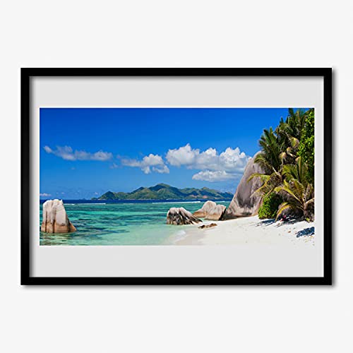 Cadre en MDF 70x50 cm anti-déformation avec affiche de plage pour mur vide