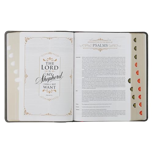 KJV Study Bible, Standard King James Version Holy Bible, Thumb Tabs, Ribbons, Vegan Leather, Gray/Black Two-Tone - image 9