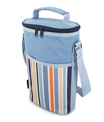 Greenfield Collection Duo Sky Blue Wine Cooler Bag, Multi Stripe