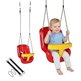 AIYAPLAY Babyschaukel Kinderschaukel Babysitz verstellbar Mitwachsend Schaukelsitz mit Rückenlehne, Sicherheitsgeländer, für Kinder von 9-36 Monaten, für Outdoor & Indoor, Rot