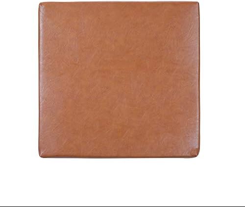 Lominc Square Seat Cushion 12x12 inch, Waterproof Leather Square Chair Pad, Anti Slip, Perfect for Metal/Wood Stool Chairs, Brown(Cushion Only)