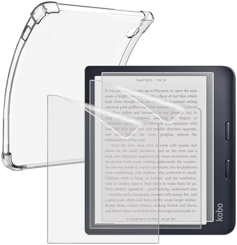 eBook Reader Screen Protector Compatible for Kobo Libra Colour 7 Inches/Kobo Libra 2, PET Screen Protective Film Anti Scratch High Definition and Soft Clear TPU Protective Case